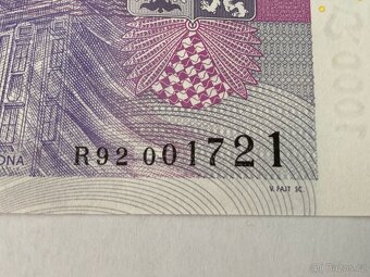 1000 KČ ČNB S PŘÍTISKEM 30 LET - VÝROČNÍ - R92 - 3