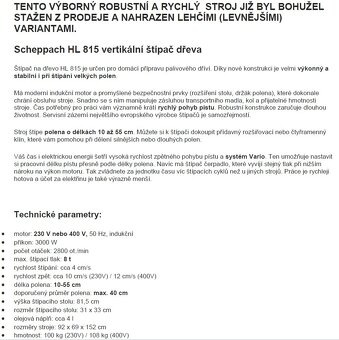 Štípačka na dřevo SCHEPPACH HL815 8t, pr.40 cm v.55cm - 3