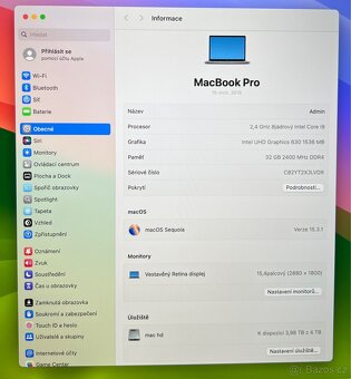MacBook Pro 15” 2019/32GB RAM/Intel i9/4TB SSD/ Záruka - 3