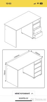 Psací stůl (Nový, jen složený) - 3