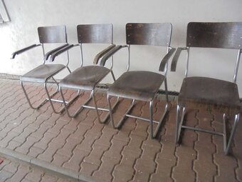Chromovaná křesla 4x kusy + stůl Funkcionalismus - 3