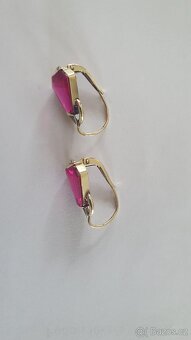 Zlaté starožitné náušnice Rubín - 3