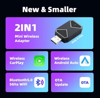 EKIY 2v1 Bezdrátový CarPlay/ Bezdrátový Android Auto - 3