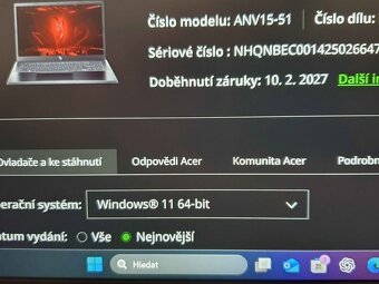 VÝKONNÝ HERNÍ NOTEBOOK ACER NITRO-RTX4050-10tijádro I5 13.g - 3
