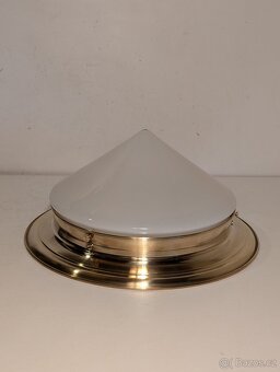 mosazný lustr, stropnice, lampa, Art Deco stínidlo - 3