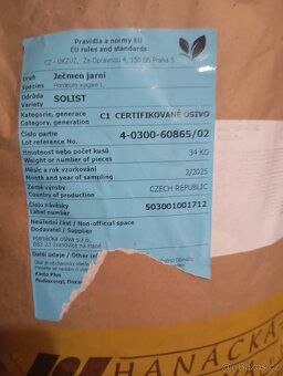 Prodám ječmen jarní 34 kg -Solist - 3
