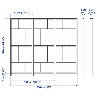 IKEA RISOR Delici stena bila/cerna 216x185cm oddelovac - 3