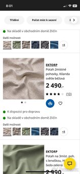 Dvoumístná pohovka IKEA EKTORP | zelený + béžový potah - 3