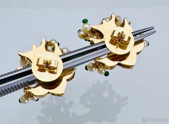 18K ZLATÉ NÁUŠNICE S PERLIČKAMI A PŘÍRODNÍ DIAMANTY 2,4 CT. - 3