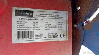 Stolní kotoučová pila GTK 721, GÜDE - 3
