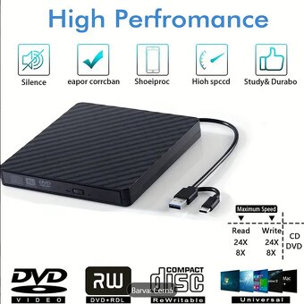 DVD vypalovačka externí, DVD vypalovací mechanika USB 3.0 - 3