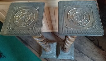 Luxusní masivní, vyřezávané, tepané stojany na kytky - 2 ks - 3