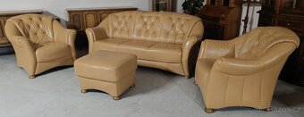 Kožená sedací souprava 3+1+1+ taburet. - 3