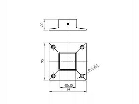 Upínací příruba držák sloupek pro zábradlí 40x40 - 4ks - 3