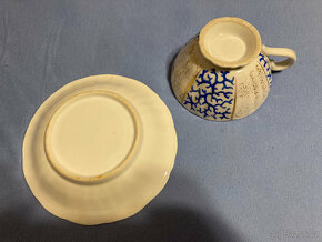 Starožitný porcelánový hrnek s podšálkem Kysibl cca r. 1840 - 3