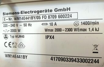 Siemens automatická pračka na 7 kg 14 E 443 BY en.tříd. A - 3