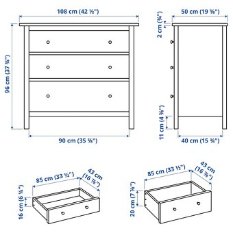 IKEA komoda Hemnes - Masiv, bílé mořidlo - 3