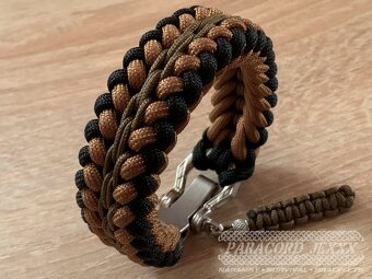 Paracord náramek (19 cm) black - brown - bronze - 3