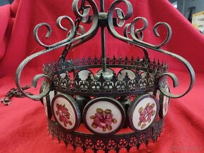 Starý kovaný závěsný lustr - 3