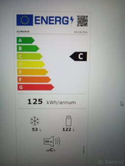 Lednice s mrazákem Gorenje - stříbrná, úzká - 3