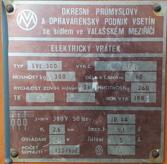 Vrátek stavební EVL 300 - 2ks - 3