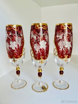 Novoborské sklo - skleničky na sekt - 3