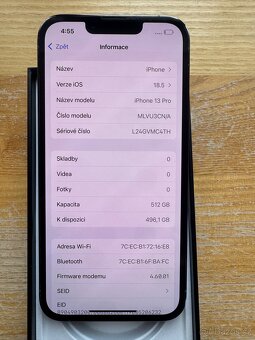 iPhone 13 pro, 512 GB, 86% baterie, stav jako nový - 3