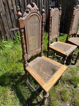 Staré dřevěné židle s rákosovým výpletem - 3