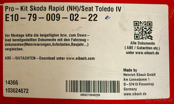 Snížené pružiny Eibach Pro-Kit Škoda Rapid, Seat Toledo IV - 3