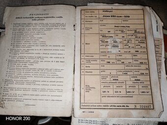 originální TP + SPZ BO 55-10 k motorce Jawa 250/559 (r.1964) - 3