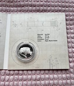 Stříbrná mince Na kolech - Praga V3S proof - 3