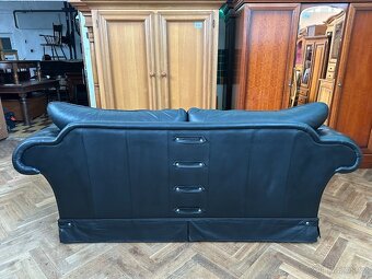 Chesterfield kožená sedací souprava 3+1 černá, - 3