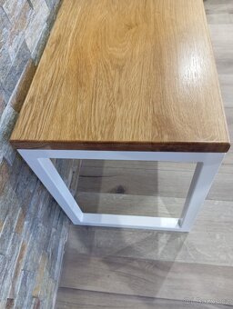 Lavička dub/kov bila - 3