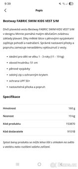 Dětská dívčí plavecká vesta 1-3 roky 11-19 kg - 3