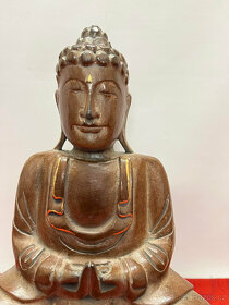 Starší dřevěná socha Budha Belgie 42cm - 3