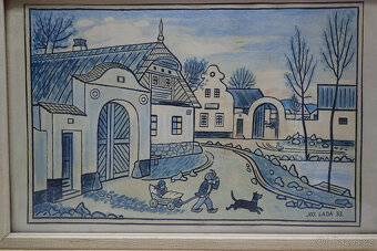 Josef Lada - náves - grafika 1933 - 3