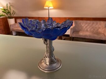 Starožitný Cínový A Skleněný Dekorativní Stůl Z Francie - 3