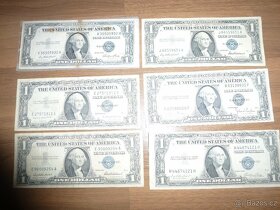 Usa bankovky 1 dollar -modrá pečet - 3