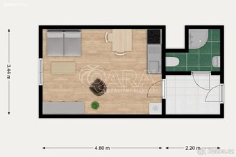 Pronájem bytu 1+kk 24 m² Chroboly - 3