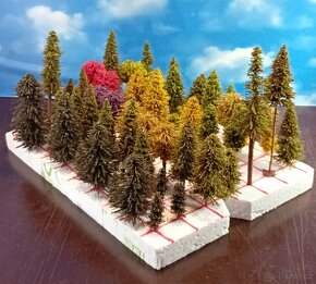 Sada stromků pro modelovou železnici,výška 3-18 cm,63ks. - 3