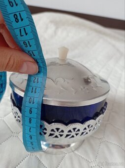 Modrá, skleněná, vintage cukřenka - Rusko - 3