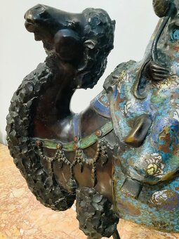 Starožitná bronzová socha Cloisonne Japonsko - 3