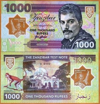 SET bankovek ZANZIBAR 50 + 100 + 1000 Rupees FREDDIE MERCURY - 3