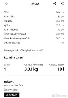 Ikea zásuvka bez čela HJÄLPA bílá - nová, nevybalená (6ks) - 3