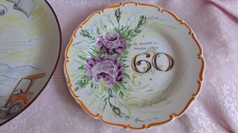 RETRO PORCELÁN TALÍŘE RUČNĚ MALOVANÉ - 3