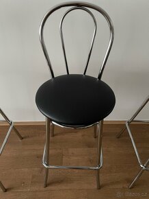 Barové židle chrom, černá kůže 3 kusy - 3