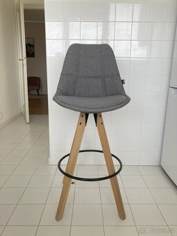 Barová židle, barvy dubu, tmavě šedá (2x) - 3