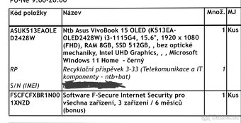Notebook Asus Vivobook - OLED varianta - perfektní stav - 3