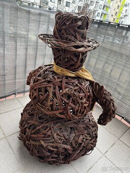 Proutěný sněhulák zimní vánoční dekorace - 3