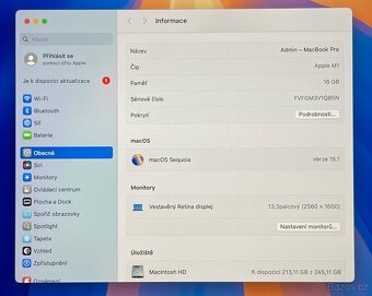 MacBook Pro M1 2020/16GB RAM/M1/256GB SSD/Záruka - 3